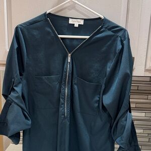 Calvin Klein Dark Teal Zip Blouse